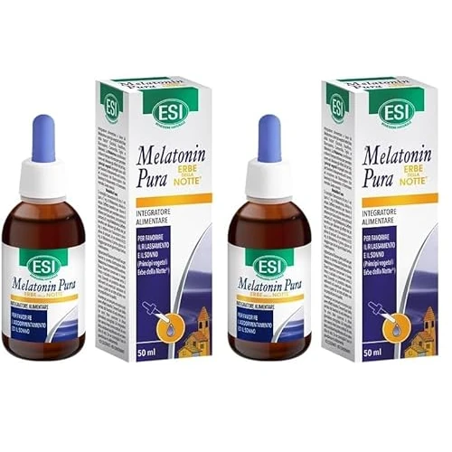ESI - Melatonin Pura con Erbe della Notte, Integratore Alimentare in Gocce con Melatonina, Passiflora, Biancospino e Camomilla, Favorisce il Sonno, Senza Glutine e Vegan, Gusto Arancia, 50 ml