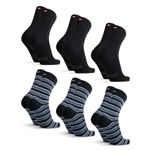 Offerta a tempo: DANISH ENDURANCE Calze Cotone Organico, 6 Paia, Multicolore (3xNero, 3x Strisce Nere), 43-47 - 50% da 39.95 € a 19.95 €