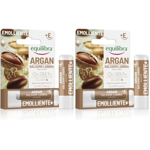 Offerta a tempo: equilibra Viso, Argan Stick Labbra, Balsamo Labbra ad Azione Protettiva per Labbra Morbide e Setose, con Olio di Argan Protettivo e Levigante, e Vitamina E Antiossidante, 5,5 ml (Confezione da 2) - 43% da 6.98 € a 3.98 €