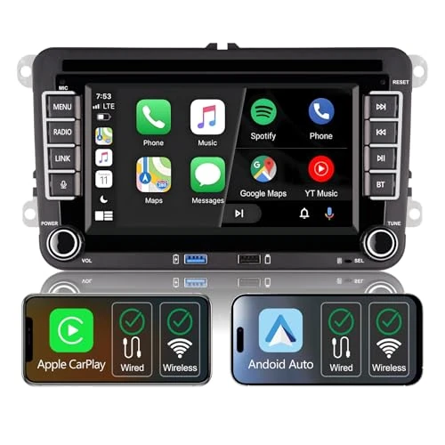 Offerta a tempo: Autoradio wireless carplay per VW Polo Golf 5 6 Passat Tiguan Touran T5,Schermo IPS da 7",Stereo — 30% da 199,99 € a 139,99 €