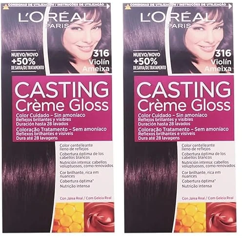 L'Oreal Paris Casting Crème Gloss Coloración Sin Amoniaco, Tono: 316 Violéin, El embalaje puede variar (Paquete de 2)