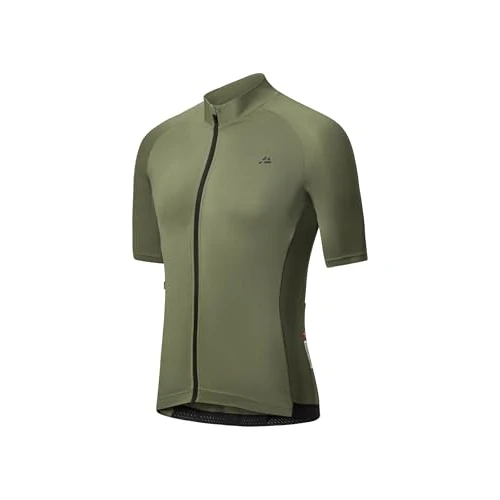 DANISH ENDURANCE Kurzarm Radtrikot Herren mit Reißverschluss, Fahrradtrikot mit Taschen, Schnelltrocknend Olivgrün M