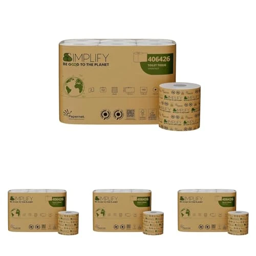 Offerta a tempo: Papernet Simplify - Carta Igienica Carbon Neutral 406426, 1 Confezione da 48 Rotoli in Pura Cellulosa da 18,15 m Ciascuno, 2 Veli, 165 Strappi da 9,5x11cm - 24% da 36.80 € a 27.96 €