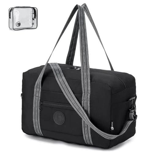 BAGZY Vouwbare reistas Kleine 20L Ryanair Handbagage 40x20x25 Cabin tas Handbagage Tasche für Flugzeug Koffer für Sporttasche Weekender Damen Heren Zwart