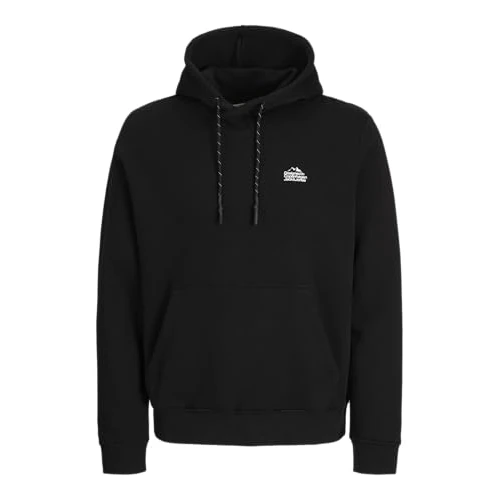 JACK & JONES Back Photo Print Sweat Hood Jcoflare-Sudadera con Capucha con Estampado fotográfico, Negro, M para Hombre