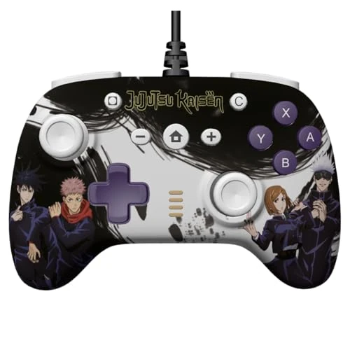 Konix Jujutsu Kaisen Kabelgebundener Controller für Nintendo Switch, Switch OLED und PC - Vibrationsfunktion - 3 m Kabel - Schwarz