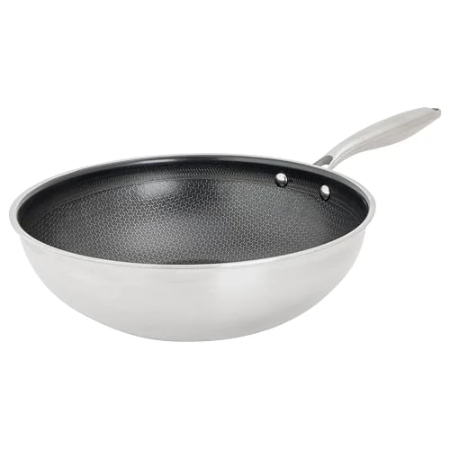 Cosy & Trendy Hexapro Non-Stick Stainless Steel Wok, D28Xh9 cm-All Burners Including Induction