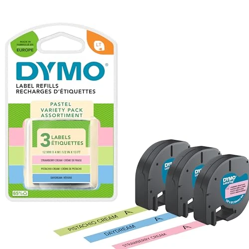 Limited-time offer: Dymo LetraTag Pastel Labels Starter Pack | 12mm x 4m Rolls | Pastel GreenBlue & Strawberry Cream | 3 Rolls of Plastic Self-Adhesive Label Tape | Authentic Labels for LetraTag Label Makers from 16.66 £ to 14.09 £ (save 15%)