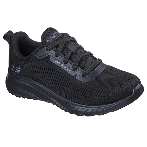 Skechers Women's Squad Chaos Sr Awoa Work Shoes, Black Textile/Synthetic, 5.5 UK