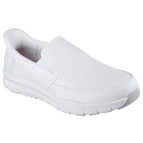 Limited-time offer: Skechers Men's Nampa Broxtin Work Shoes, White Leather/Synthetic, 10 UK from 64.00 GBP to 46.44 GBP (save 27%)
