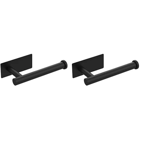 Ibergrif MK34052B - Selbstklebender Toilettenpapierhalter, klopapierhalter WC Ohne Bohren, Toilettenpapier Halterung, Edelstahl, Einheitsgröße, Schwarz (Packung mit 2)