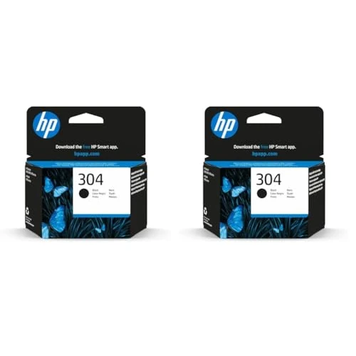 Offerta a tempo: HP 304 Nero, N9K06AE, Cartuccia Originale da 120 Pagine, Compatibile con Stampanti DeskJet 2620, 2630, 3720, 3730, 3750 e 3760, Envy 5010, 5020 e 5030 (Confezione da 2) - 7% da 34.10 € a 31.80 €