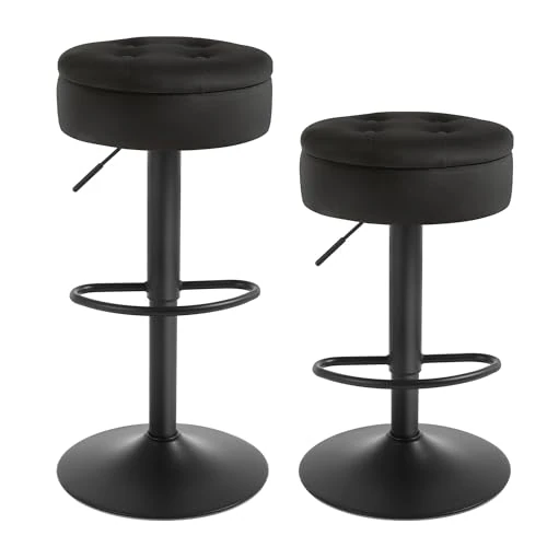 Oferta limitada: WOLTU Juego de 2 Taburetes de Bar, Sillas Giratorias 360°, Taburetes Alto Cocina con Reposapies para Comedor Bar y Bistro, Terciopelo, Negro de 85.49 € a 69.99 € (ahorro 18%)