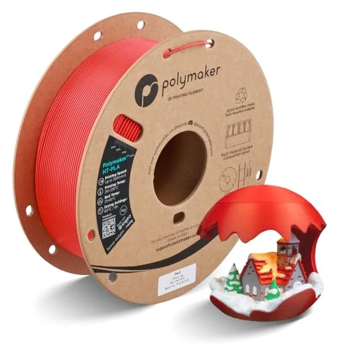 Offerta a tempo: Polymaker HT-PLA - Filamento PLA rosso ad alta temperatura per stampa 3D, resistente al calore fino a 130 °C, facile da stampare, funziona con la maggior parte delle stampanti FDM, bobina da 1 kg - 0.00% da 25.58 € a 25.58 €