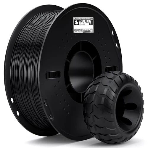 ELEGOO TPU Filament 1.75mm Black 1KG, 95A Soft Flexible 3D Printing Filament 1KG Spool(2.2lbs) Fits for Most FDM 3D Printers