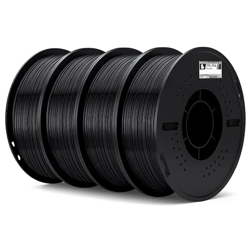 Offerta a tempo: ELEGOO TPU 95A Filamento per Stampanti 3D 1,75 mm Nero 4KG, TPU Filamento Flessibile Morbido per Stampa 3D, Bobina da 1kg Compatibile con la Maggior Parte delle Stampanti 3D FDM - 5% da 65.99 € a 62.69 €