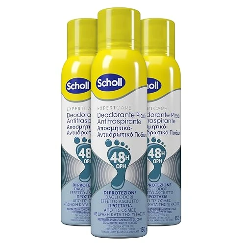 Offerta a tempo: Dr. Scholl's ExpertCare, Deodorante Spray Piedi Antiodore, Elimina e Protegge dai Cattivi Odori per 48h, Sensazione di Freschezza a Lungo, 3 Flaconi da 150 ml, Packaging May Vary - 18% da 16.99 € a 13.99 €