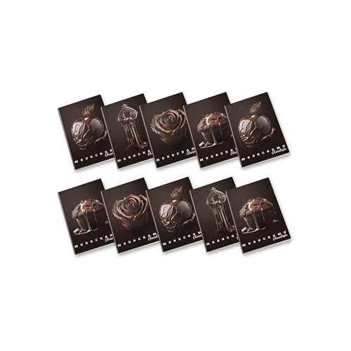 Pigna, Maxi Notebook Monochrome Chocolate, A4, Inner Paper, 100 g/m², 72 Pages + Inside, 1R Lines, Assorted Subjects, Pack of 10