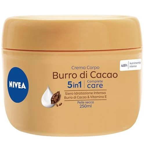 Offerta a tempo: NIVEA Crema Corpo Burro di Cacao 250ml, Crema corpo idratante 48 ore — 20% da 5,60 € a 4,49 €