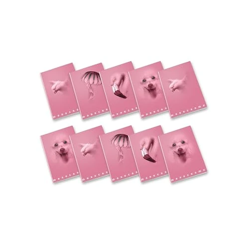 Pigna, cuaderno maxi monocromo rosa, A4, papel interior 100 g/m², 72 páginas + guarda, interior 4m,cuadros de 4 mm,motivos variados, paquete de 10