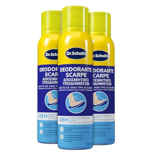 Offerta a tempo: Dr. Scholl's, Deodorante Spray per Scarpe con Tecnologia Attiva sul Controllo degli Odori, Elimina e Protegge dai Cattivi Odori per 48h, Adatto ad Ogni Tipo di Scarpa, 3 Flaconi da 150 ml - 29% da 16.99 € a 11.99 €