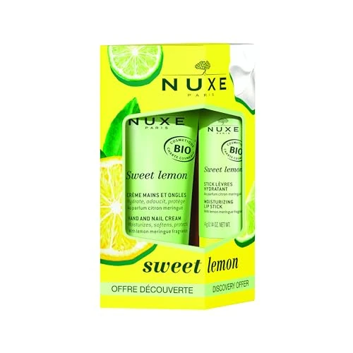 Nuxe Zestaw Sweet Lemon Krem do rąk i paznokci, 30ml + Pomadka do ust, 4g