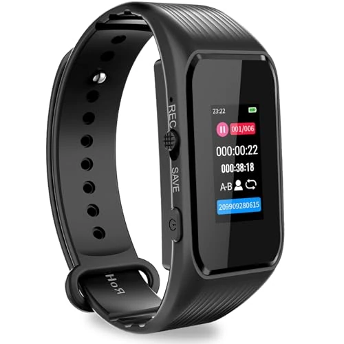 Oferta limitada: Volorful Pulsera Grabadora de Voz–Protección con Contraseña, Grabación con Un Toque,Grabación HD 1536KB, Grabadora de Brazalete Activada por Voz con Reducción de Ruido DSP para Reuniones Clases (64GB) de 59.99 EUR a 29.99 EUR (ahorro 50%)