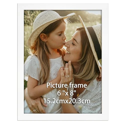 Ditwis Ramka na zdjęcia 8 x 6 biała, elegancka ramka nadaje się do zdjęć i zdjęć 6x8, pozioma lub pionowa ekspozycja na ścianę lub stół