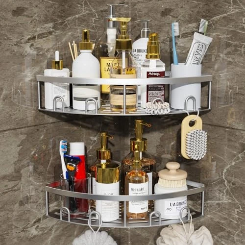 Limited-time offer: AFAjwsc Shower Shelf without Drilling, Shower Shelf Corner, Pack of 2 Rust-Resistant Shower Basket, Bathroom Organiser, Self-Adhesive Shower Shelf, Shower Shelf, Shampoo Holder for Shower, Shower from 29.11 GBP to 29.11 GBP (save 0%)