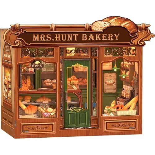 Offerta a tempo: CUTEBEE Kit DIY Book Nook & Casetta: Miniatura Moderna Luce LED, Puzzle in Legno + Accessori | Regalo Creativo (Mrs.Hunt Bakery) - 15% da 53.99 € a 45.89 €