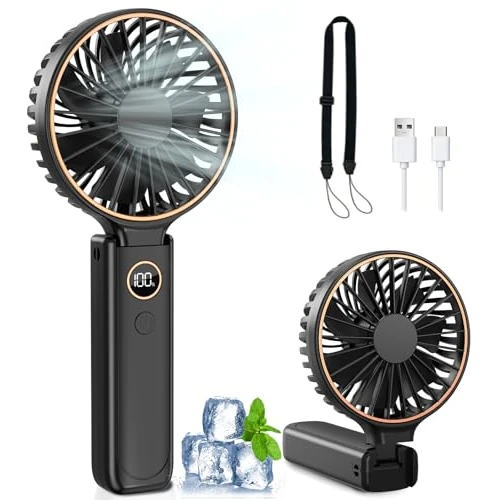 Offerta a tempo: Rintea Ventilatore Portatile, 4000 mAh Mini Ventilatore Portatile, Ventilatore USB Ricaricabile con 6 Velocità, Ventilatore da Tavolo a Batteria per Ufficio, Interni, Viaggi, Spostamenti, Esterni - 5% da 14.24 € a 13.53 €