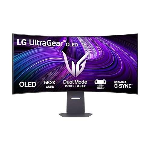 LG UltraGear OLED 45GX950A Monitor Gaming 45" 5K2K (5120x2160), 21:9 Curvo, 165Hz, Dual Mode, 0,03ms (GtG), Speaker Stereo 10W, G-Sync, FreeSync Premium Pro, HDMI 2.1, DisplayPort 2.1, USB-C, Nero