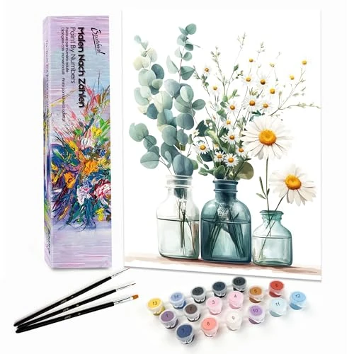 Oferta limitada: Bougimal Pintar por Numeros Adultos Paisaje incluir Pinceles y Pintura Acrilica, Flores coloridas 4, Sin Marco 28 X 35cm de 11.99 EUR a 11.99 EUR (ahorro 0%)