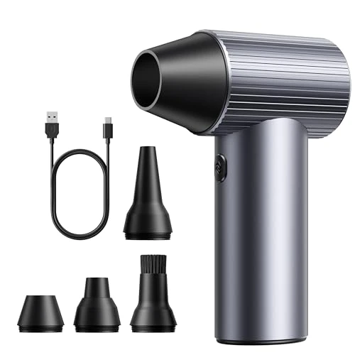 Hifound 300,000 RPM Compressed Air Duster with 240W Motor, 7500mAh Battery and Heavy Duty Metal Housing, 3 Speeds for Laptop, Car, Sofa