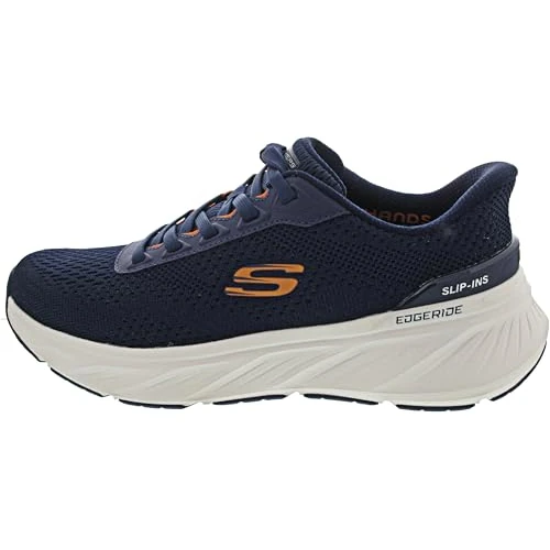 Skechers Edgeride ErlsonSneaker Uomo, Navy Knit Arancione Pu, 45 EU