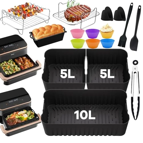 Accessori Friggitrice ad Aria COSORI 10L,Riutilizzabile Accessori per Friggitrice ad Aria,Teglia per Friggitrice ad Aria Per COSORI 10L,Tappetino Stampi Per Friggitrice ad Aria, Microonde, Forno