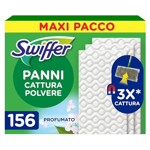 Offre limitee: Swiffer Chiffons Capture de poussière, 156 Chiffons en Microfibre sèche, Capture de la poussière et de la saleté, idéal pour Tous Les Types de sols et pour Les Poils d'animaux, Maxi Taille de 32.51 EUR a 32.51 EUR (economie 0%)