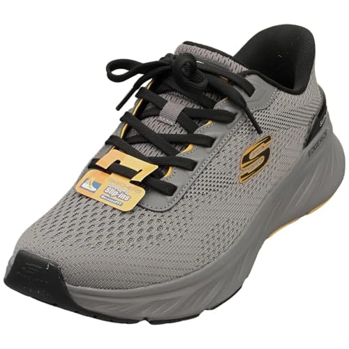 Offerta a tempo: Skechers Uomo Edgeride Erlson Slip-In ALLENATRICE, Charcoal Knit/Yellow Pu, 45.5 EU - 40% da 94.95 € a 56.99 €