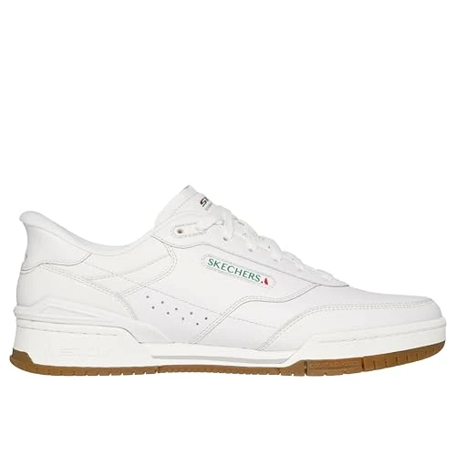 Skechers Homme Recoil Basket, White Leather/PU/Natural Trim, 41 EU