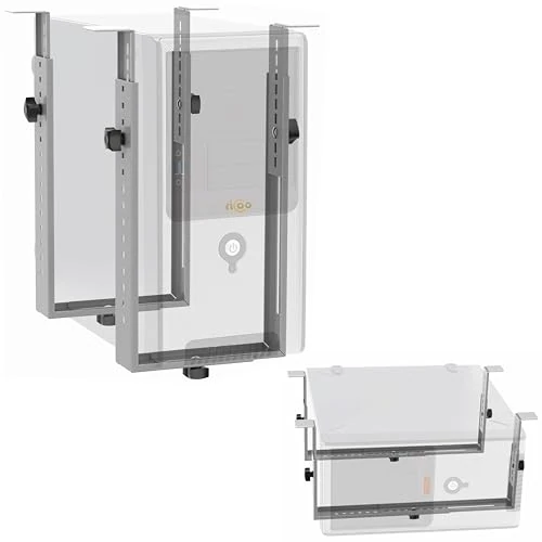 Limited-time offer: RICOO Under Desk PC Mount TRH02-S, Width and Height Adjustable Computer Tower Holder, Vertical or Horizontal Under Desk Mount, CPU Holder for PC Case up to 35 kg, Silver from 43.66 £ to 43.66 £ (save 0.00%)