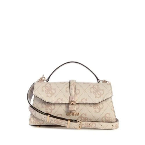 GUESS Queensland Top Handle Flap Bag Dove Logo