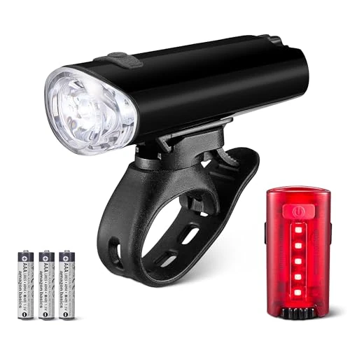 Oferta limitada: Amazon Basics Set de Luces LED para Bicicleta con Faro 100 Lúmenes y Luz Trasera 10 Lúmenes - Luces de Bici Impermeables 3 Modos con Soportes - Pilas Incluidas - Negro y Rojo de 14.20 € a 14.20 € (ahorro 0.00%)