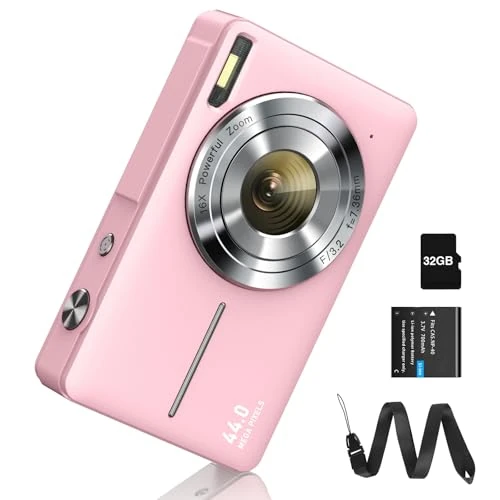 Offerta a tempo: Fotocamera digitale FHD 1080P 44MP con scheda 32G 16X zoom digitale fotocamera digitale con batteria portatile semplice fotocamera digitale per bambini, studenti, adolescenti, principianti, anziani - 20% da 57.99 € a 46.39 €