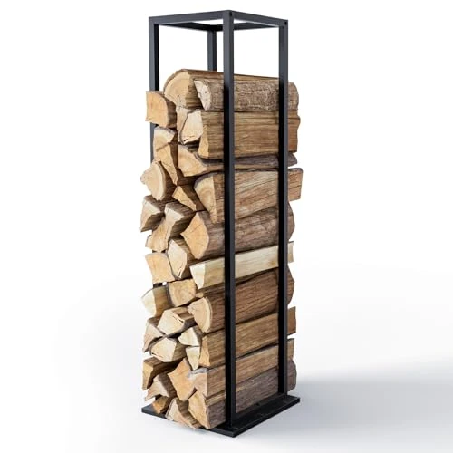 Offerta a tempo: VOUNOT® Legnaia in Metallo per Interni ed Esterni 33x33x112 cm, Portalegna Verticale Salvaspazio, Struttura Robusta per Legna da Ardere, Camino, Nero - 10% da 33.99 € a 30.62 €