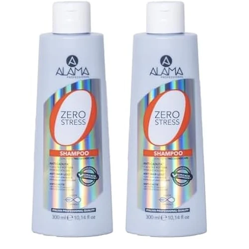 Alama Professional Zero Stress Shampoo gegen Haarausfall, stärkt und volumisierend für sprödes und schwaches Haar, mit Rosmarinextrakt und Weizenprotein, 300 ml (Packung mit 2)