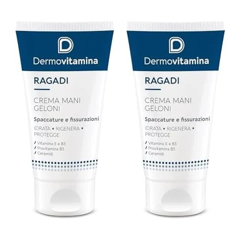 Dermovitamina Ragadi Geloni Crema Mani e Piedi - Crema Mani Riparatrice e Piedi Secchi Screpolati - Tratta Fissurazioni e Geloni con Pantenolo e Vitamina E - Assorbimento Veloce - 75 ml