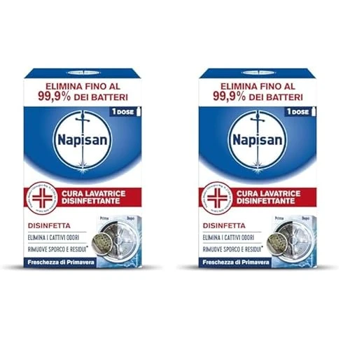 Offerta a tempo: Napisan Cura Lavatrice Disinfettante Freschezza di Primavera, Elimina i Cattivi Odori, Rimuove Sporco e Residui di Sapone, Confezione da 500ml - 66% da 14.94 € a 5.14 €