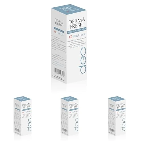 Offerta a tempo: Dermafresh Alfa Pelle Allergica, Deodorante Roll On Ipoallergenico, Senza Alcol e Senza Profumo, 75 ml (Confezione da 4) - 28% da 29.92 € a 21.56 €