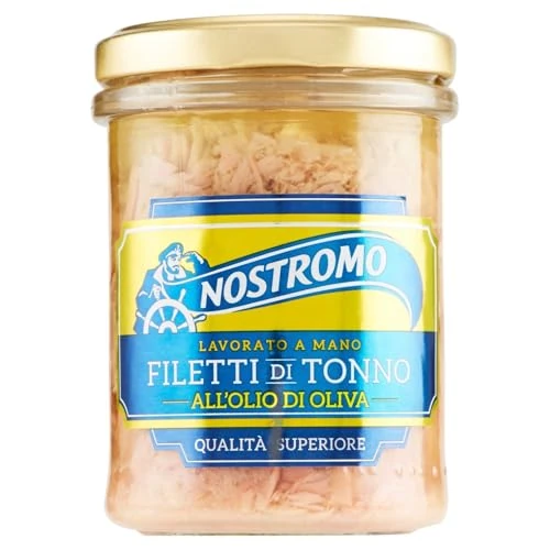 Nostromo - Filetti di Tonno all'Olio di Oliva, Qualità Superiore, Lavorati a Mano, 1 Vasetto in Vetro da 180 gr (Confezione da 6)