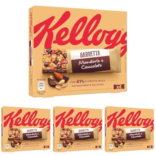Kellogg's Barretta Mandorle e Cioccolato, 128g (Confezione da 4)